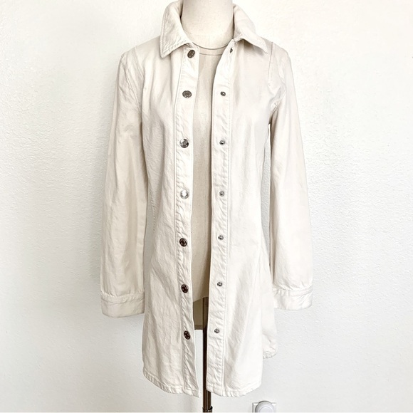 ZARA White Denim Button Down Mini Jacket Shirt Dress - Picture 6 of 15